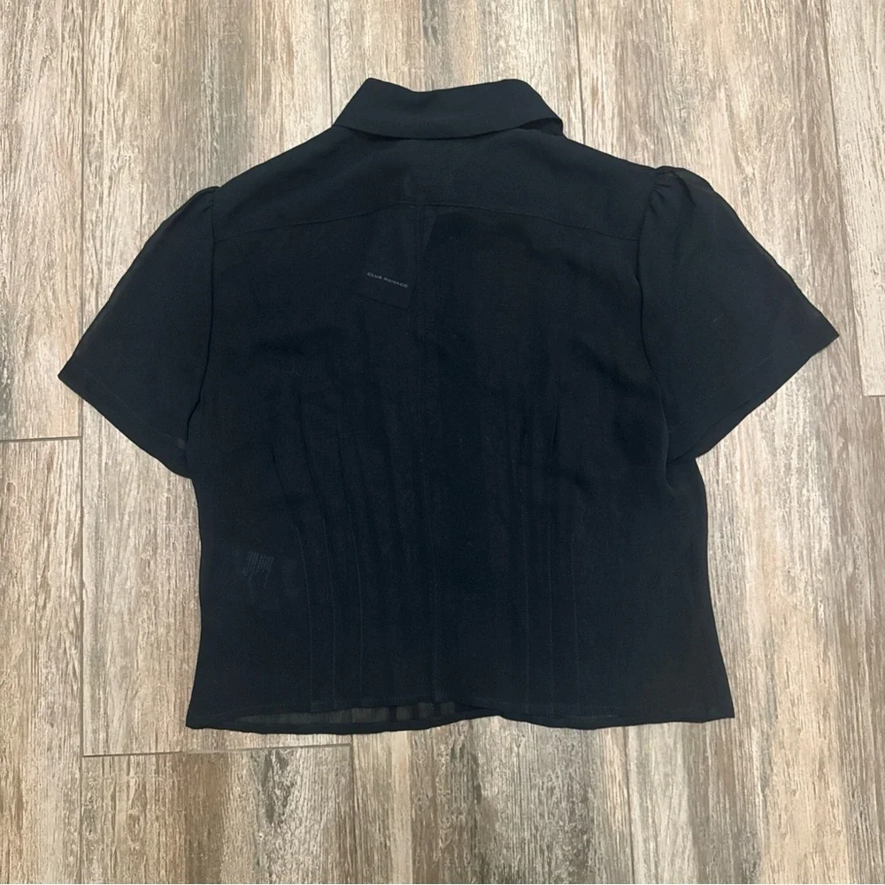 CLUB MONACO Sheer Silk Button Down Blouse in Black Size S NWT - Picture 7 of 9